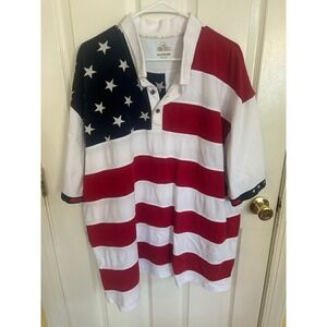 RedHead American Flag Red White‎ Blue SS Polo Shirt 4th of July Size 3XL